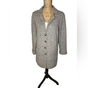 J Crew Mercantile Heather Gray Lambswool knit  mid- length sweater coat sz med